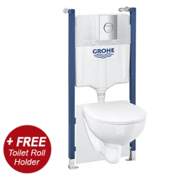 Grohe Solido Compact Bau Ceramic Rimless 5-in-1 Pack + FREE TOILET ROLL HOLDER