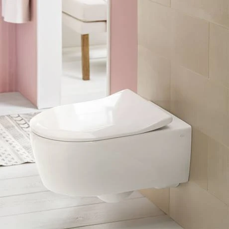Villeroy and Boch Avento DirectFlush Rimless Wall Hung Toilet w/ Slim Soft Close Seat - 5656RS01 4 Villeroy and Boch Avento DirectFlush Rimless Wall Hung Toilet w/ Slim Soft Close Seat - 5656RS01 - Image 4
