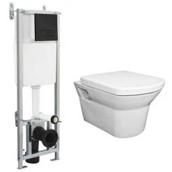 Arezzo Matt Black Dual Flush Concealed WC Cistern with Wall Hung Frame + Modern Toilet 7 Arezzo Matt Black Dual Flush Concealed WC Cistern with Wall Hung Frame + Modern Toilet -Hot Sale Toilet Store ARWHFP d6 460