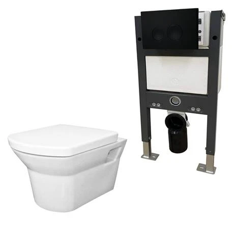 Arezzo Compact Toilet Fixing Frame with Dual Flush Cistern + Modern Toilet 5 Arezzo Compact Toilet Fixing Frame with Dual Flush Cistern + Modern Toilet - Image 5