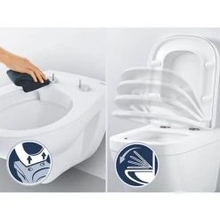 Grohe Euro Rimless Wall Hung Toilet with Soft Close Seat + FREE TOILET ROLL HOLDER 8 Grohe Euro Rimless Wall Hung Toilet with Soft Close Seat + FREE TOILET ROLL HOLDER -Hot Sale Toilet Store BAUCCWC1 D3N 460