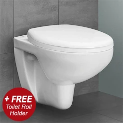 Grohe Bau Rimless Wall Hung Toilet with Soft Close Seat + FREE TOILET ROLL HOLDER