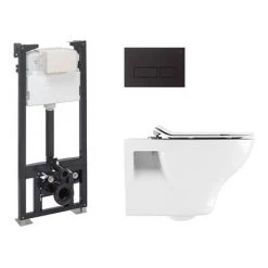 Crosswater MPRO Matt Black / Kai Toilet + Concealed WC Cistern with Wall Hung Frame 11 Crosswater MPRO Matt Black / Kai Toilet + Concealed WC Cistern with Wall Hung Frame -Hot Sale Toilet Store CRWCBN01 D5 460