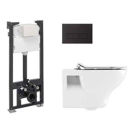Crosswater MPRO Matt Black / Kai Toilet + Concealed WC Cistern with Wall Hung Frame 6 Crosswater MPRO Matt Black / Kai Toilet + Concealed WC Cistern with Wall Hung Frame - Image 6