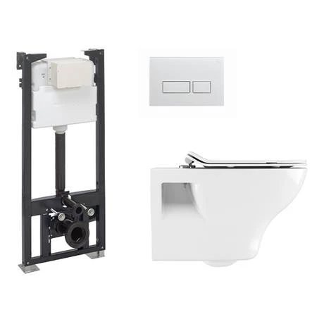 Crosswater MPRO Matt White / Kai Toilet + Concealed WC Cistern with Wall Hung Frame 6 Crosswater MPRO Matt White / Kai Toilet + Concealed WC Cistern with Wall Hung Frame - Image 6