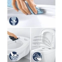 Grohe Cube Ceramic Rimless Wall Hung Toilet with Soft Close Seat + FREE TOILET ROLL HOLDER 8 Grohe Cube Ceramic Rimless Wall Hung Toilet with Soft Close Seat + FREE TOILET ROLL HOLDER -Hot Sale Toilet Store CUBWHWC detail1 460