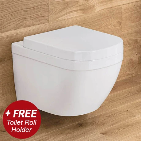 Grohe Euro Rimless Wall Hung Toilet with Soft Close Seat + FREE TOILET ROLL HOLDER 1 Grohe Euro Rimless Wall Hung Toilet with Soft Close Seat + FREE TOILET ROLL HOLDER
