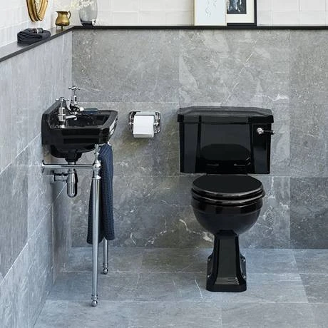 Burlington Jet Black Close Coupled WC with 520mm Lever Cistern 2 Burlington Jet Black Close Coupled WC with 520mm Lever Cistern - Image 2