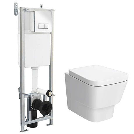 Nuie Cambria Wall Hung Toilet with Dual Flush Concealed Cistern + Wall Hung Frame 1 Nuie Cambria Wall Hung Toilet with Dual Flush Concealed Cistern + Wall Hung Frame