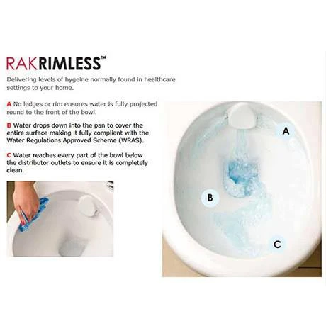 RAK Resort Mini Rimless Close Coupled BTW Toilet + Quick Release Soft Close Urea Seat 2 RAK Resort Mini Rimless Close Coupled BTW Toilet + Quick Release Soft Close Urea Seat - Image 2