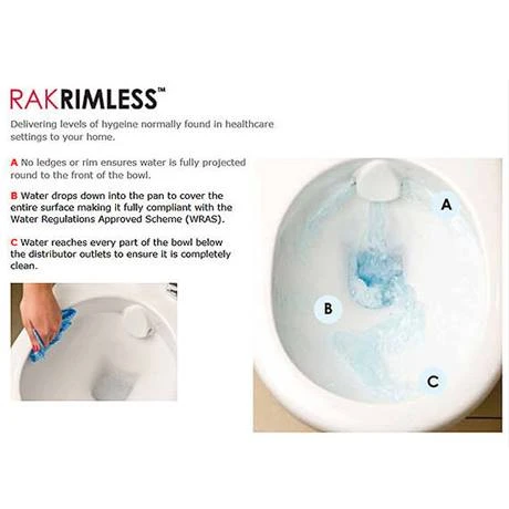 RAK Metropolitan Wall Hung Rimless Pan + Soft Close Seat 2 RAK Metropolitan Wall Hung Rimless Pan + Soft Close Seat - Image 2