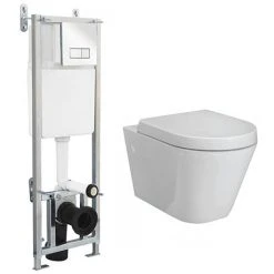 RAK Resort Wall Hung Rimless Pan incl. Dual Flush Concealed WC Cistern with Frame