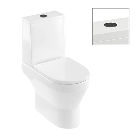 Britton Shoreditch Square Close Coupled Rimless Toilet with Matt Black Flush Button + Soft Close Seat 1 Britton Shoreditch Square Close Coupled Rimless Toilet with Matt Black Flush Button + Soft Close Seat