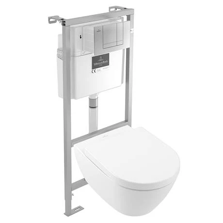 Villeroy and Boch Viconnect Pro Toilet Frame with Chrome Flush Plate + Subway 2.0 Wall Hung Toilet 6 Villeroy and Boch Viconnect Pro Toilet Frame with Chrome Flush Plate + Subway 2.0 Wall Hung Toilet - Image 6