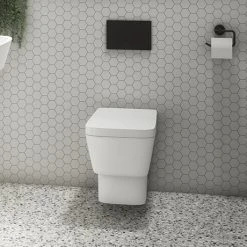 Valencia Wall Hung Toilet with Soft Close Seat (incl. Matt Black Flush + Concealed Cistern Frame)