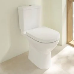 Villeroy and Boch O.novo Close Coupled Toilet (Side/Rear Entry Water Inlet) + Soft Close Seat 7 Villeroy and Boch O.novo Close Coupled Toilet (Side/Rear Entry Water Inlet) + Soft Close Seat -Hot Sale Toilet Store VBONBISC1 D1 460 1