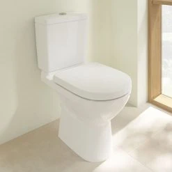 Villeroy and Boch O.novo Rimless Close Coupled Toilet (Side/Rear Entry Water Inlet) + Soft Close Seat