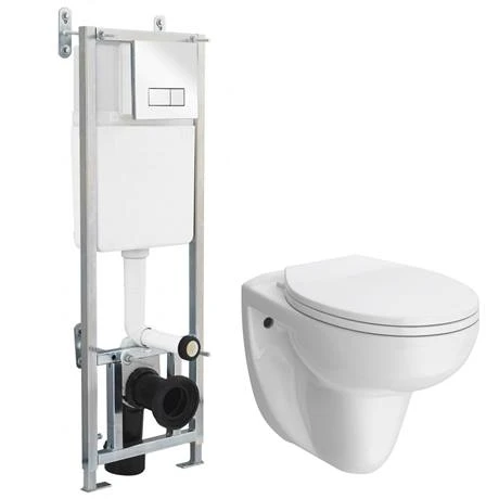 Wall Hung Toilet with Dual Flush Concealed WC Cistern + Wall Hung Frame 3 Wall Hung Toilet with Dual Flush Concealed WC Cistern + Wall Hung Frame - Image 3